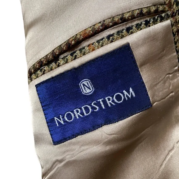 Nordstrom Houndstooth Wool Blazer 42R USA Made Vintage 2 Button Jacket Sportcoat - Picture 6 of 10
